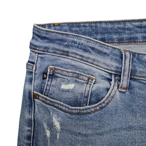 Judy Blue Relaxed Fit Jeans Womens 32 Distressed Fray Hem High Rise - Picture 4 of 12